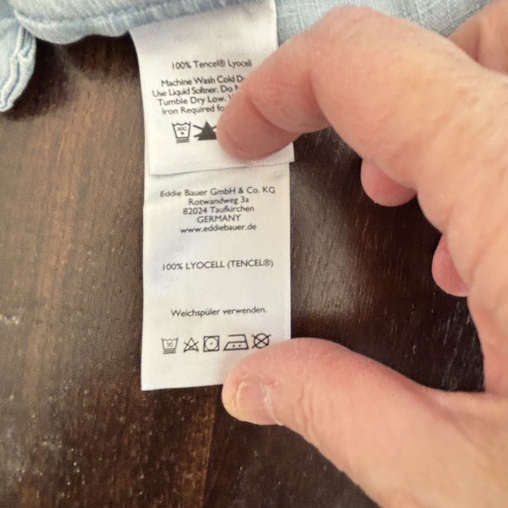 Eddie Bauer Chambray Shift Dress Womens 8 Blue Sleeveless Embroidered Preppy - Picture 10 of 12